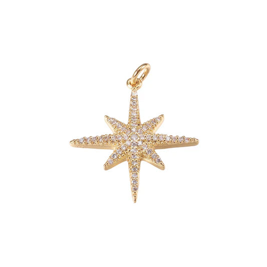 Gold Crystal North Star Charm