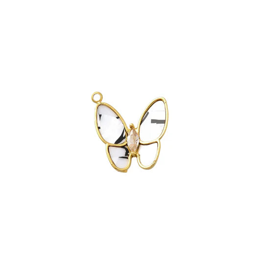 Gold Crystal Open Butterfly Charm