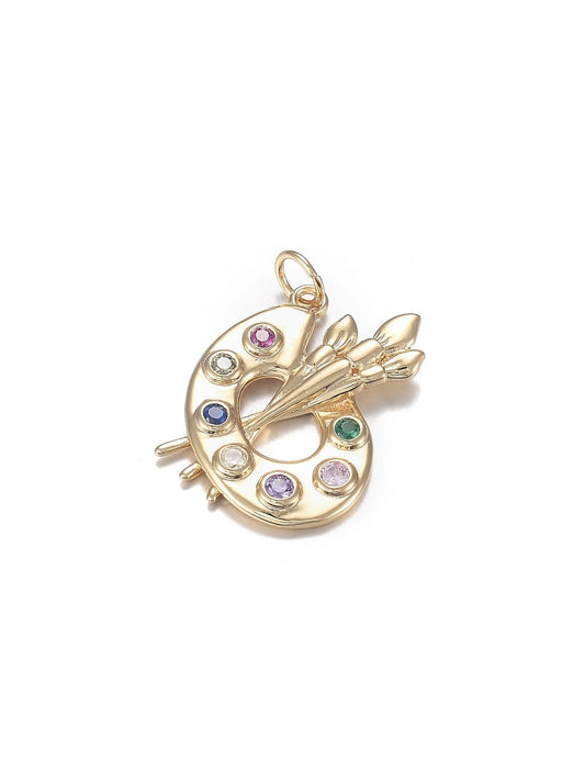 Gold Crystal Paint Palette Charm