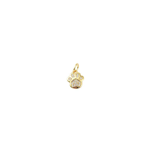 Gold Crystal Paw Print Charm