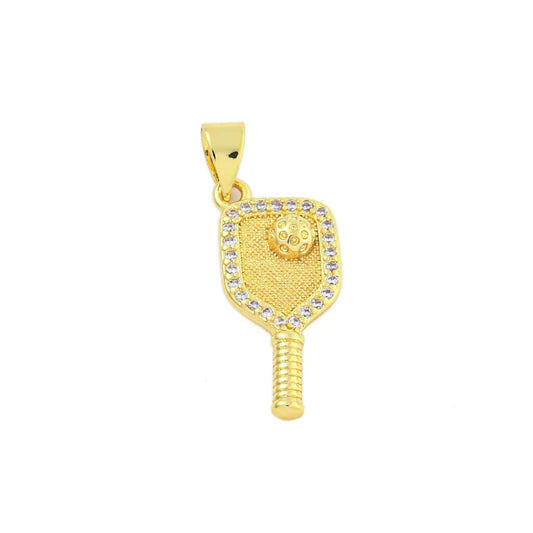 Gold Crystal Pickleball Paddle Charm
