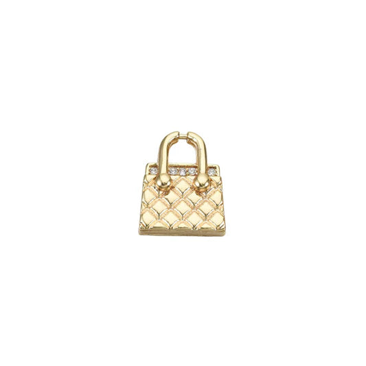 Gold Crystal Quilted Handbag Charm