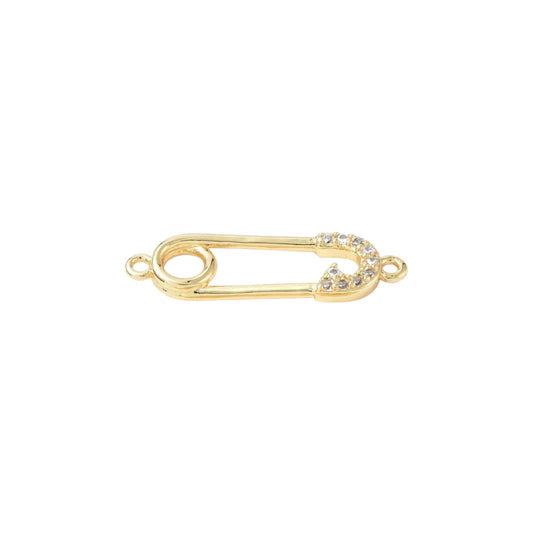 Gold Crystal Safety Pin Charm