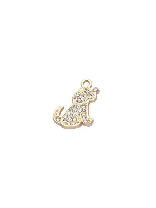 Gold Crystal Sitting Dog Charm