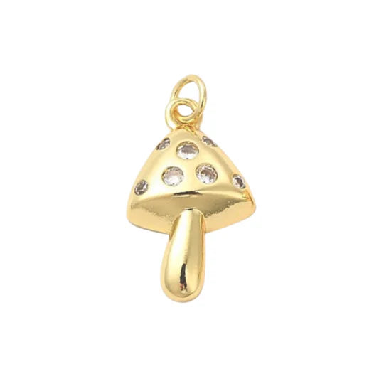 Gold Crystal Spotted Mushroom Charm
