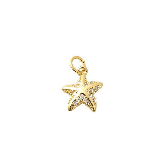 Gold Crystal Starfish Charm