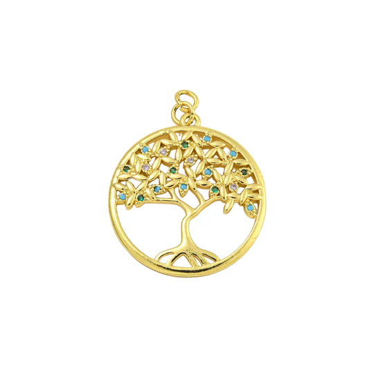 Gold Crystal Tree Of Life Charm