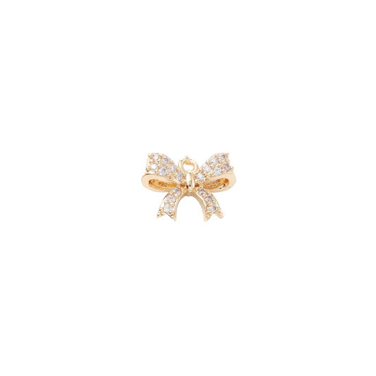 Gold Crystal Wide Bow Charm