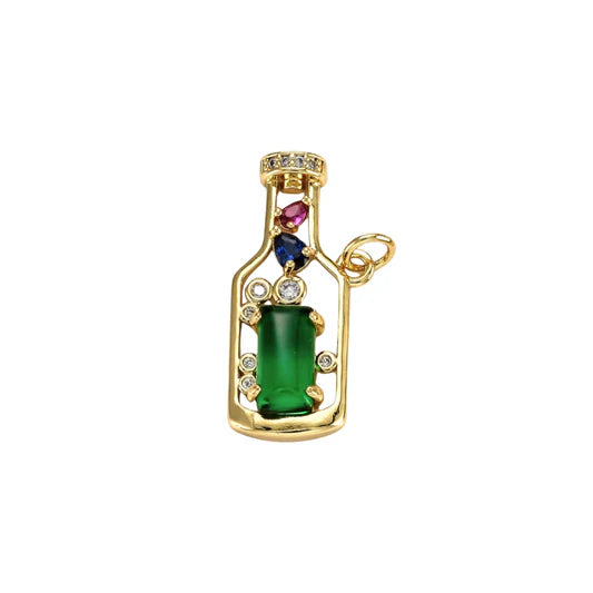 Gold Crystal Wine Bottle Pendant