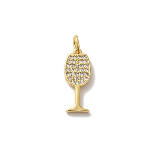 Gold Crystal Wine Glass Charm