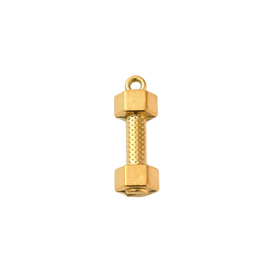 Gold Dumbbell Barbell Charm