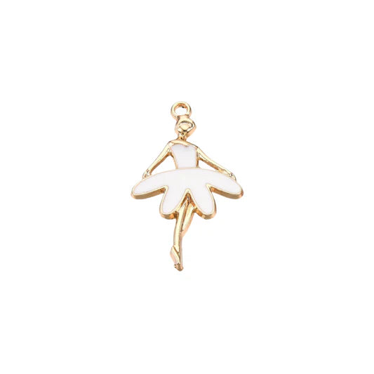 Gold Enamel Ballerina Charm