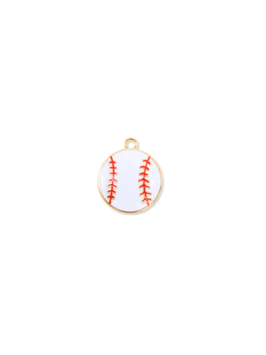 Gold Enamel Baseball Charm