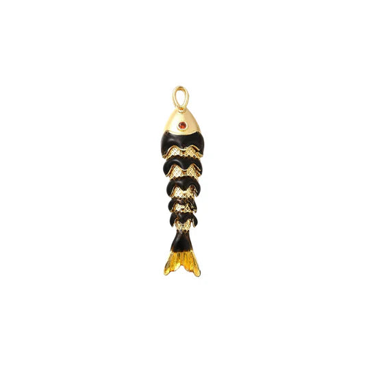 Gold Enamel Black Koi Fish Charm