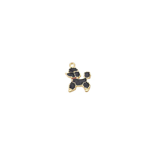 Gold Enamel Black Poodle Charm