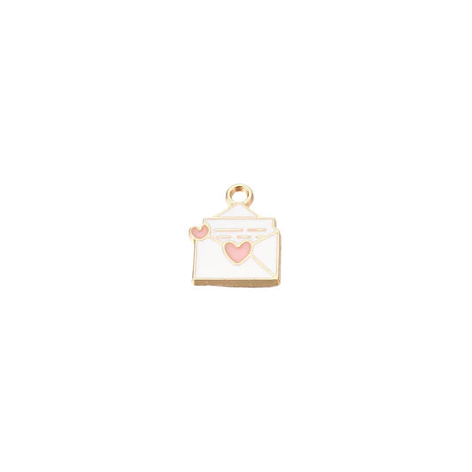 Gold Enamel Love Letter Envelope Charm