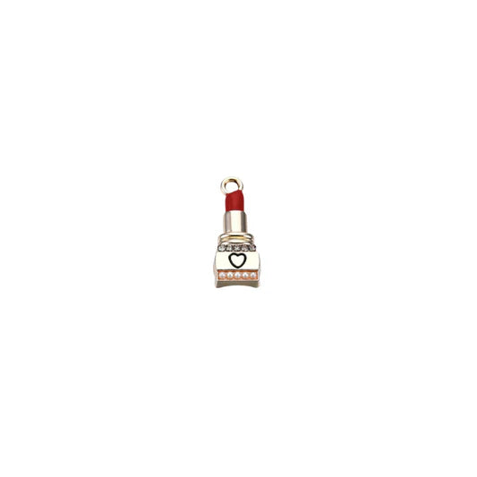 Gold Enamel Red Lipstick Charm