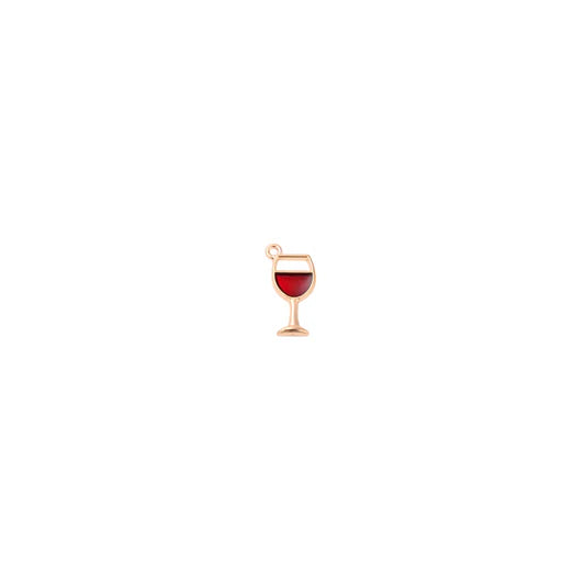 Gold Enamel Red Wine Glass Charm