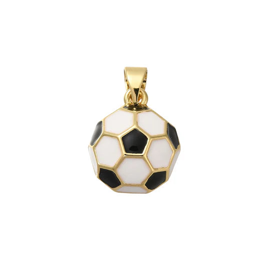 Gold Enamel Soccer Ball Charm