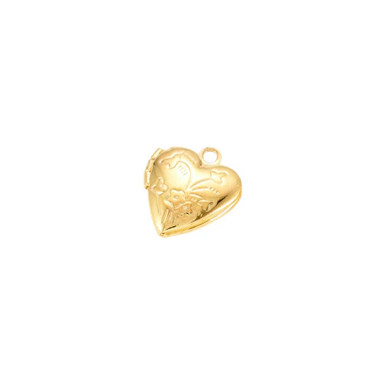 Gold Floral Heart Locket Charm