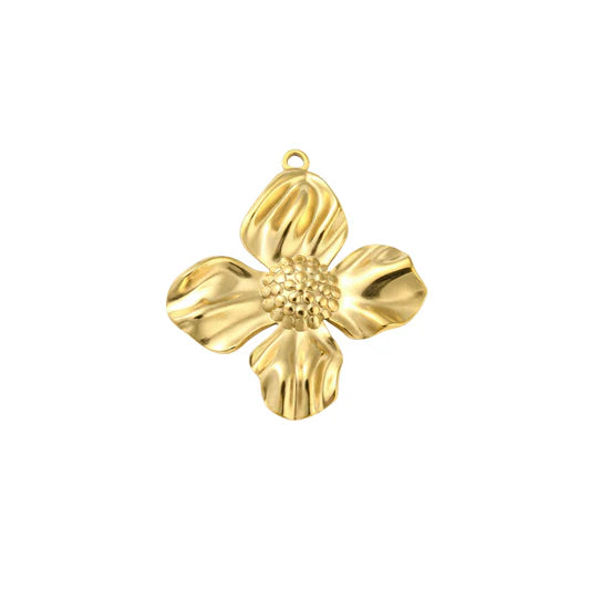 Gold Four Petal Flower Charm