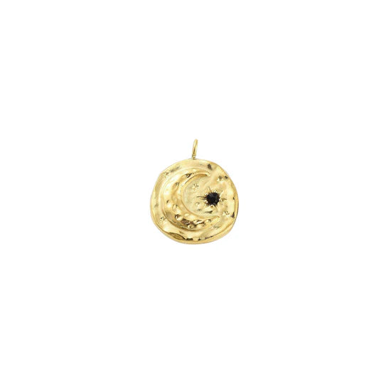 Gold Hammered Moon Crescent Charm