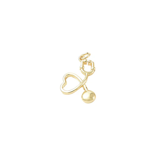 Gold Heart Stethoscope Charm