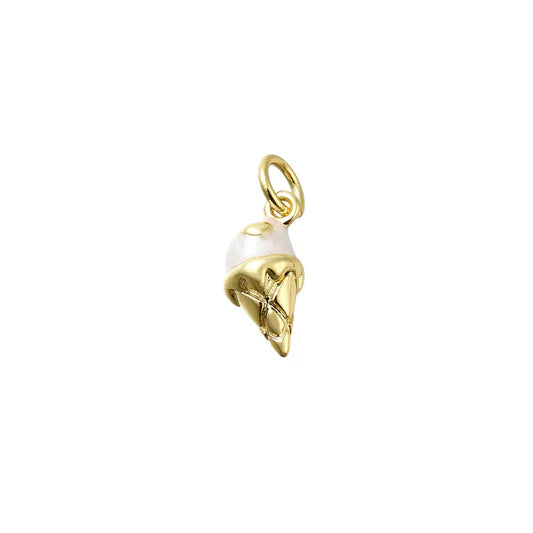 Gold Ice Cream Cone Pearl Charm