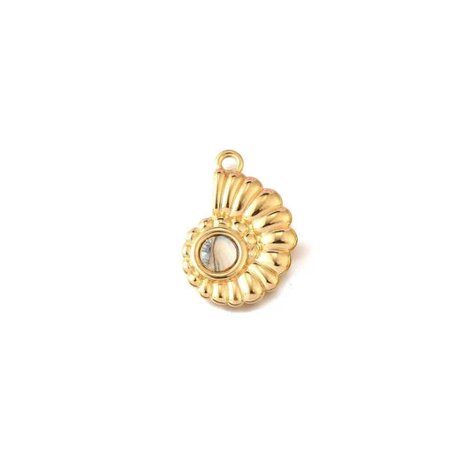 Gold Nautilus Shell Opal Charm