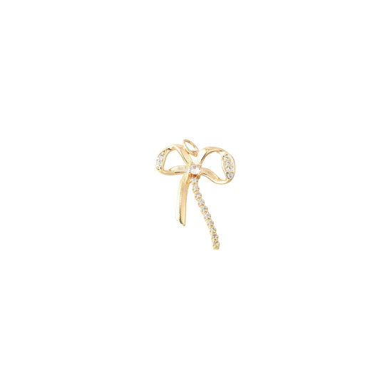 Gold Nova Bow Cubic Zirconia Charm