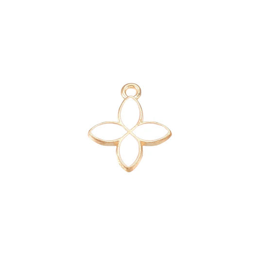 Gold Open Four Petal Flower Charm