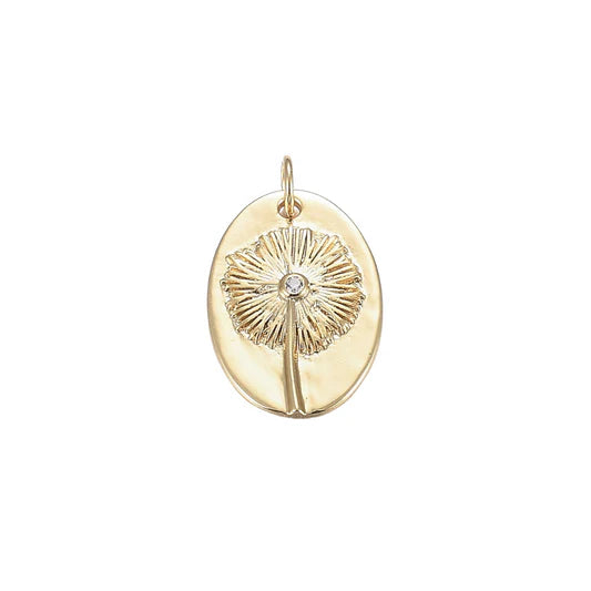 Gold Oval Dandelion Charm