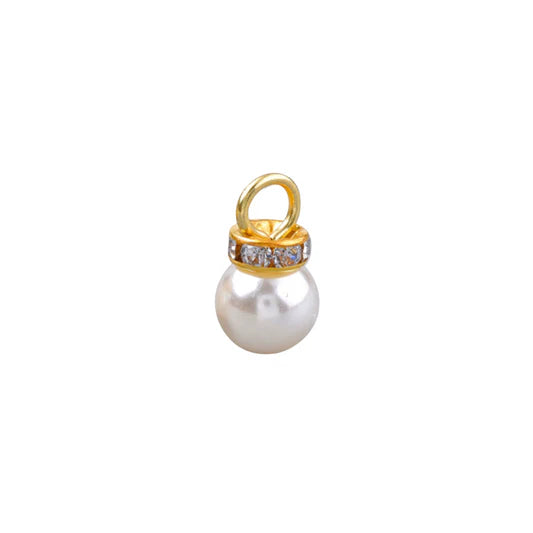 Gold Pearl Crystal Cap Charm