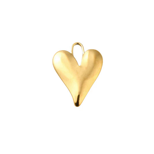 Gold Puff Elongated Heart Charm