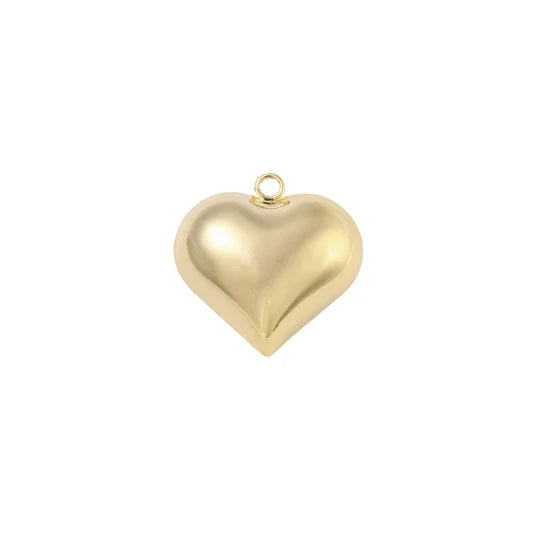 Gold Puffy Heart Charm