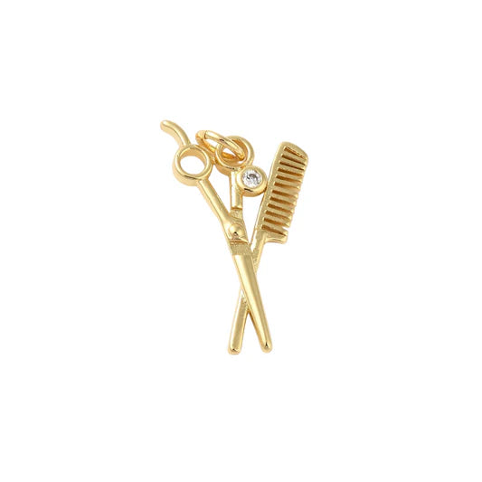 Gold Scissors Comb Charm