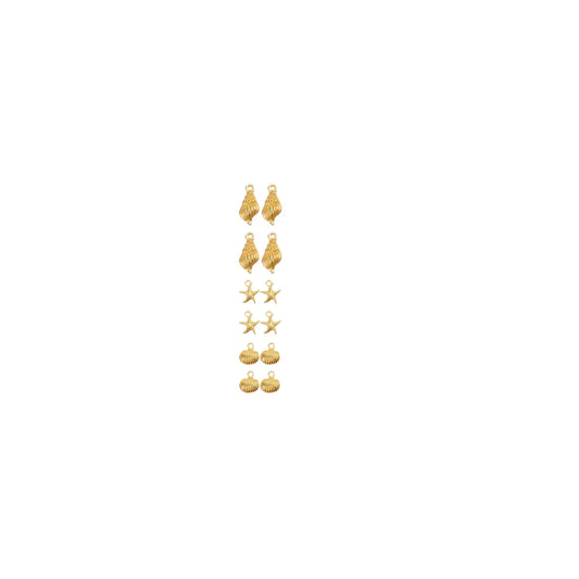 Gold Seashell Starfish Charm Set
