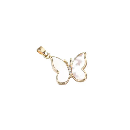 Gold White Shell Butterfly Charm