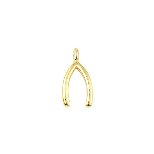 Gold Wishbone Charm
