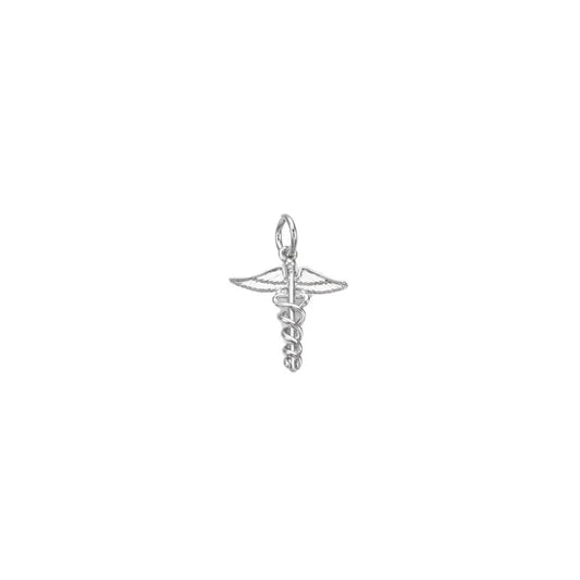 Silver Caduceus Medical Symbol Charm