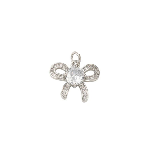Silver Crystal Bow Charm