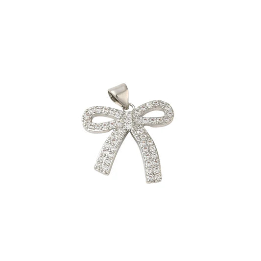 Silver Crystal Bow Pendant
