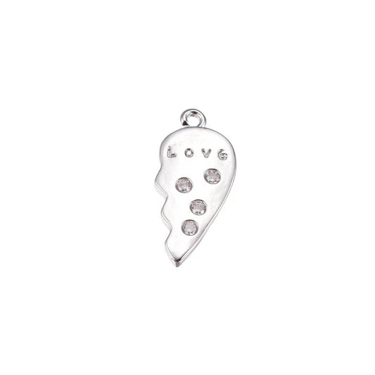 Silver Crystal Broken Heart Love Charm