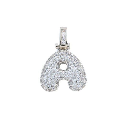 Silver Crystal Bubble Letter A Large Charm