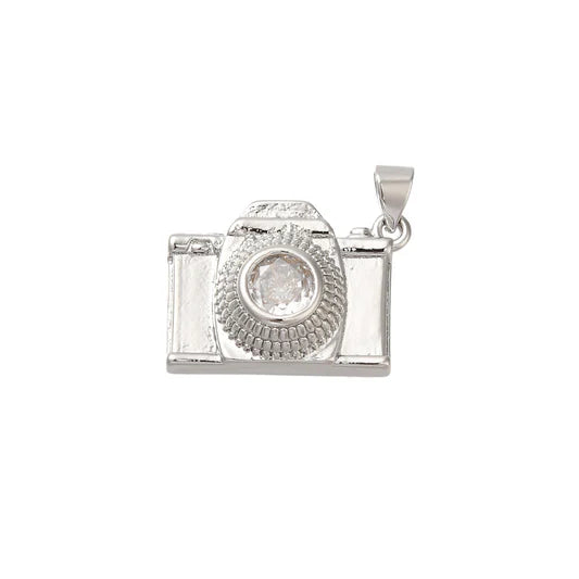 Silver Crystal Camera Charm
