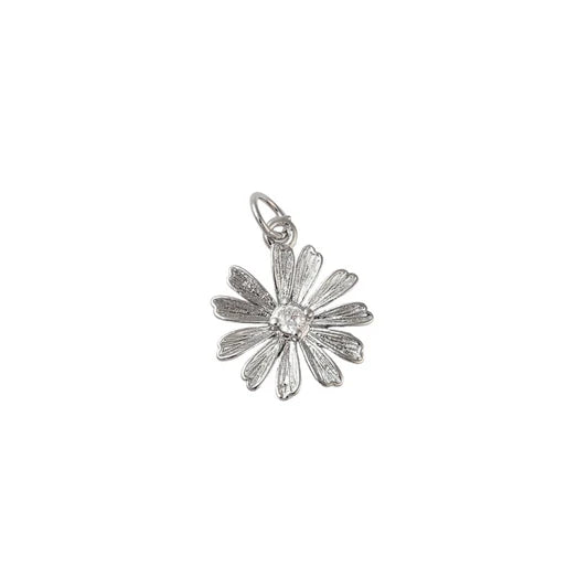 Silver Crystal Daisy Flower Charm