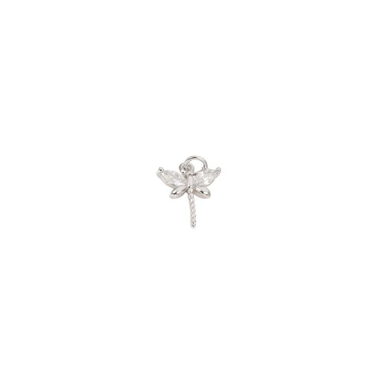 Silver Crystal Dragonfly Charm