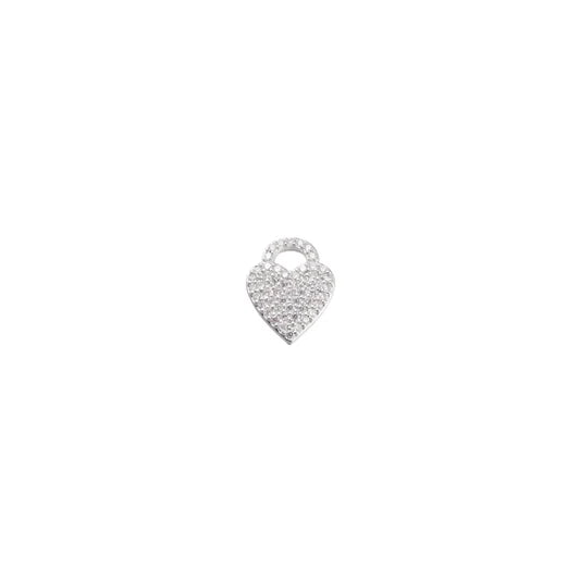 Silver Crystal Heart Padlock Charm