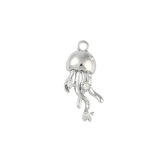 Silver Crystal Jellyfish Charm