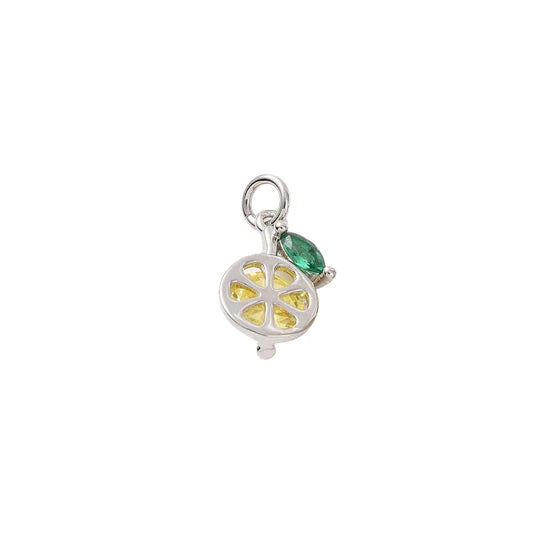 Silver Crystal Lemon Slice Charm